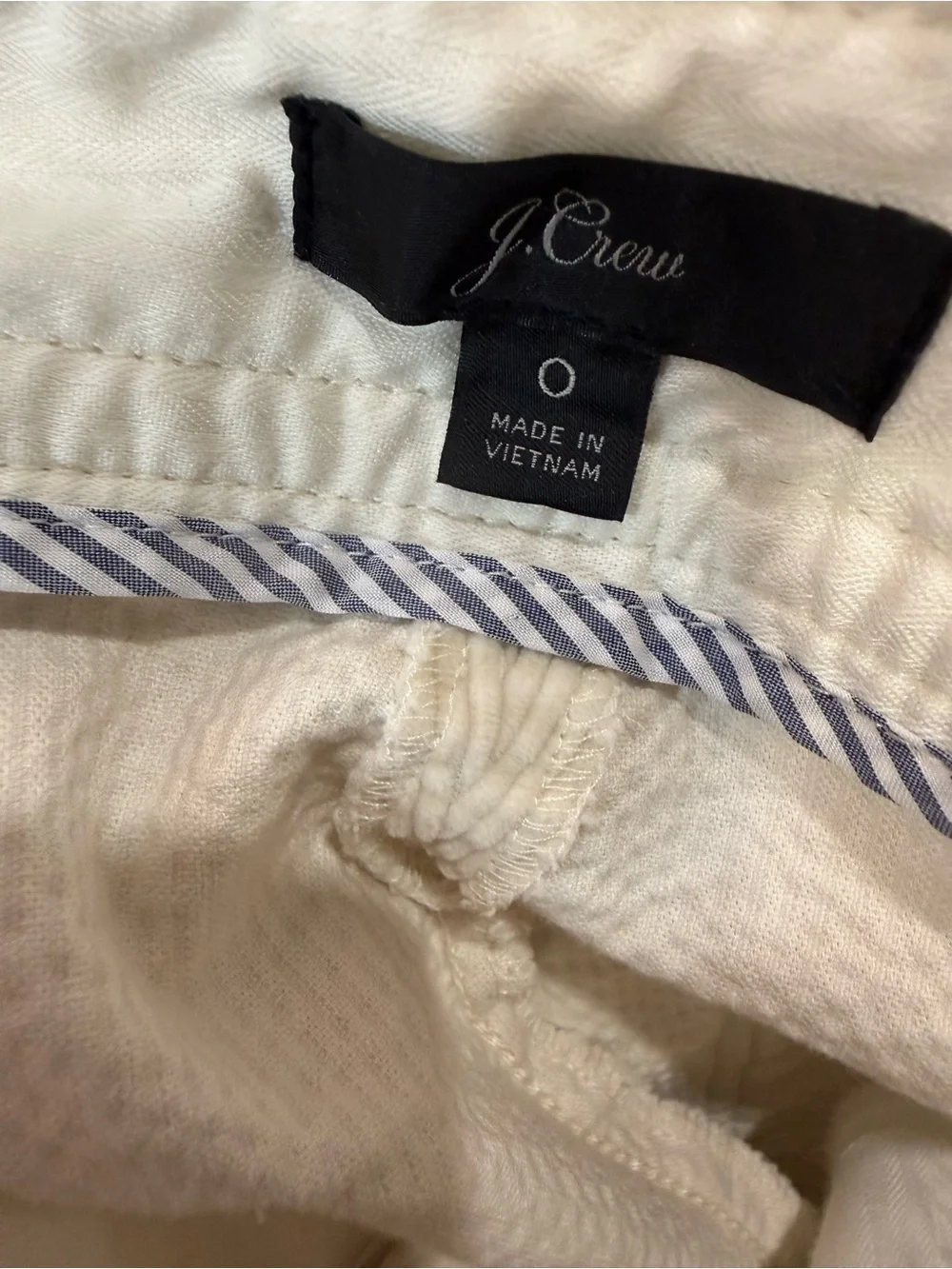 J.Crew Cream Corduroy Wide Leg Pants High Rise Size 0